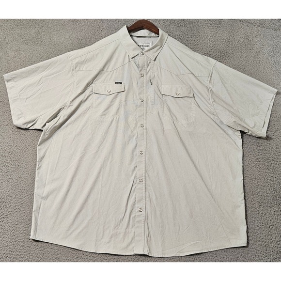 Poncho Western Pearl Snap Button Down Fishing Shirt Size 3XL White Short Sleeve - Picture 2 of 9